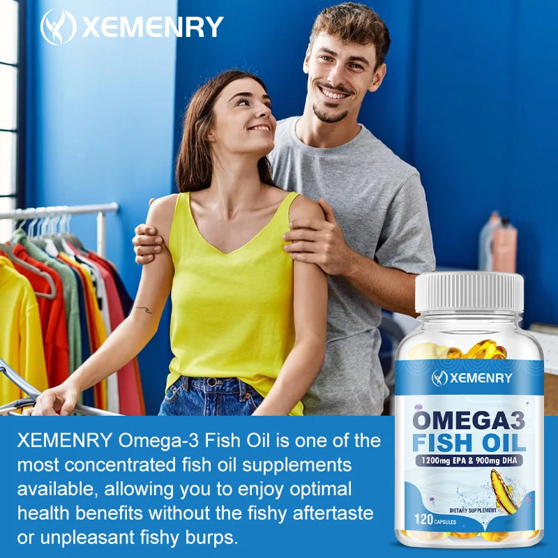 Omega 3 Fish Oil Capsules - Rich in DHA/EPA - Promotes Joint, Eye, Skin Health, Immune Support - 120 Capsules