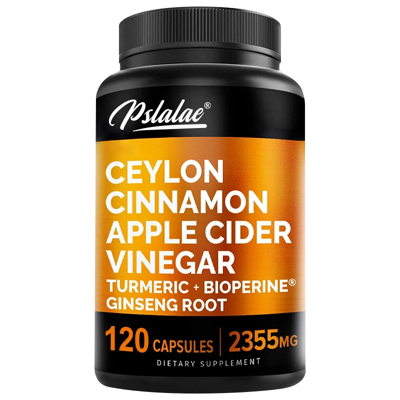 Ceylon Cinnamon - with Apple Cider Vinegar, Turmeric, Bioperine, Ginseng - 120 Capsules