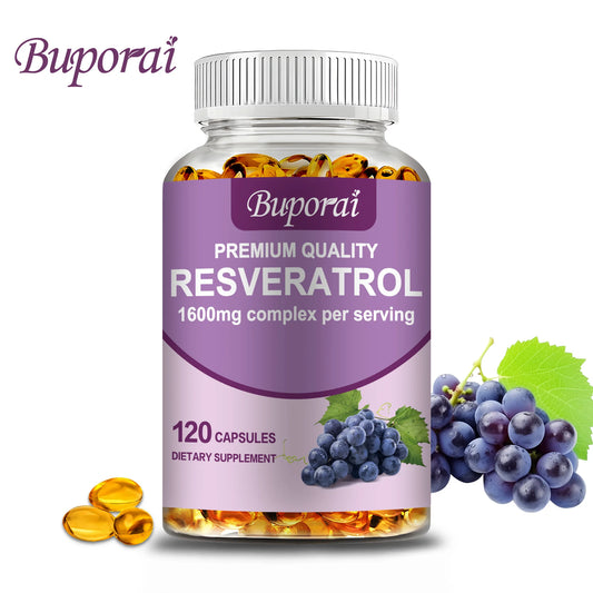 Resveratrol - Supports Skin, Cardiovascular Health, Boosts Metabolism, Antioxidant, Anti-aging - 120 Capsules