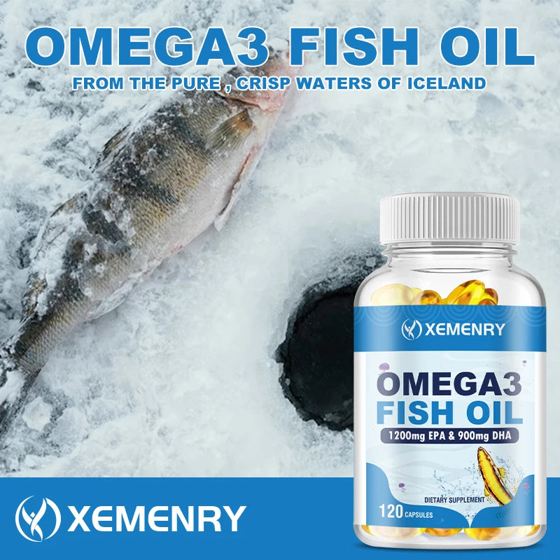 Omega 3 Fish Oil Capsules - Rich in DHA/EPA - Promotes Joint, Eye, Skin Health, Immune Support - 120 Capsules