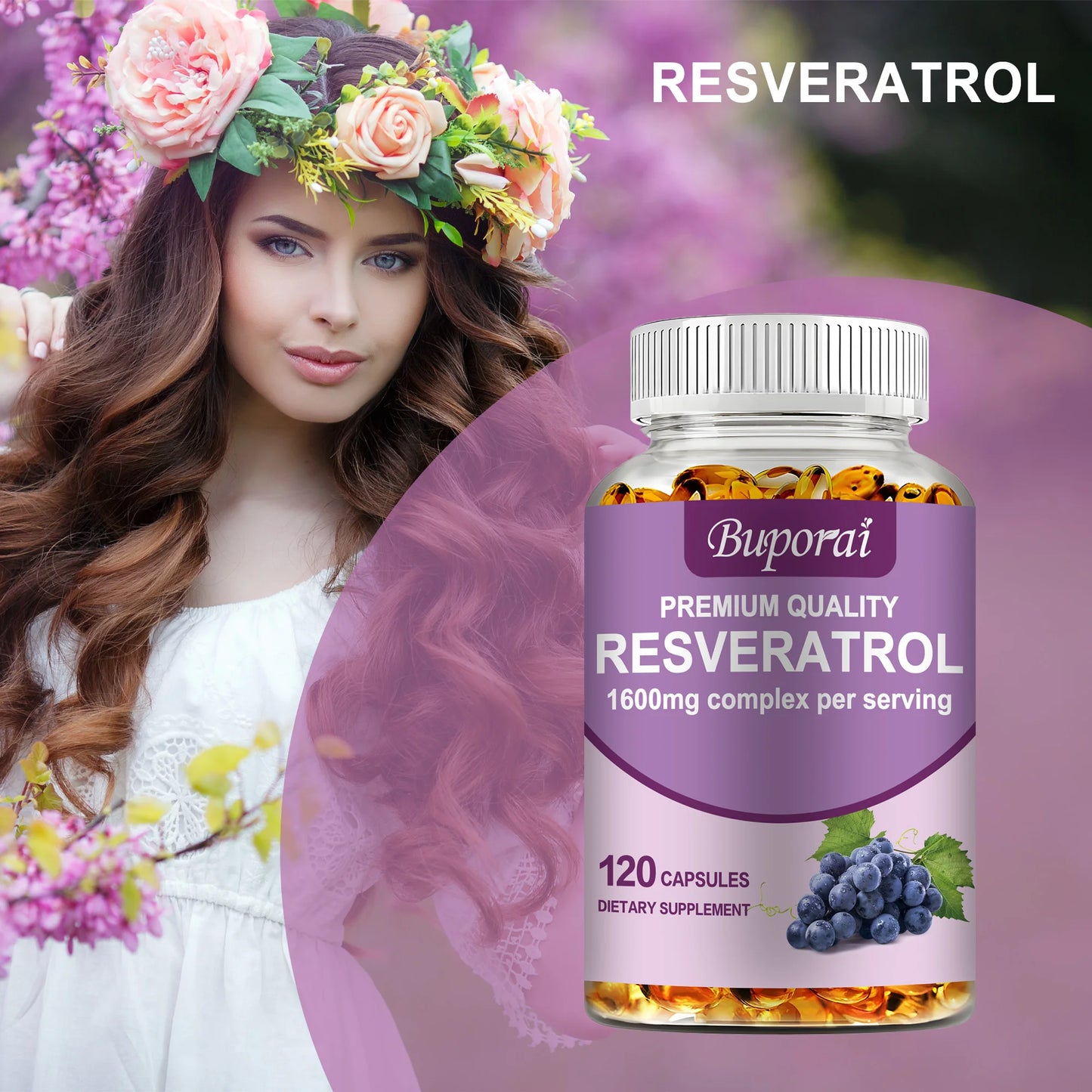 Resveratrol - Supports Skin, Cardiovascular Health, Boosts Metabolism, Antioxidant, Anti-aging - 120 Capsules