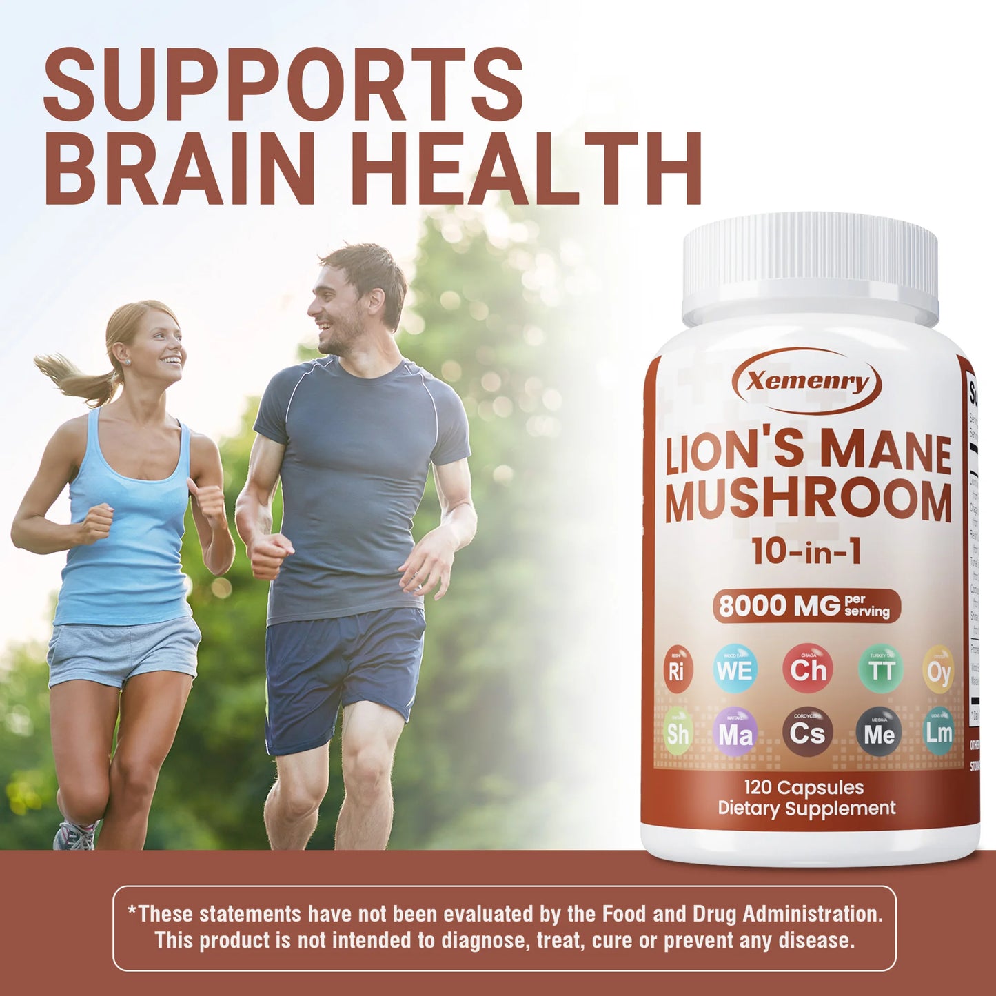 Lion's Mane Mushroom Capsules - Strengthens The Brain, Improves Memory and Cognition, Immune Support - 120 Capsules