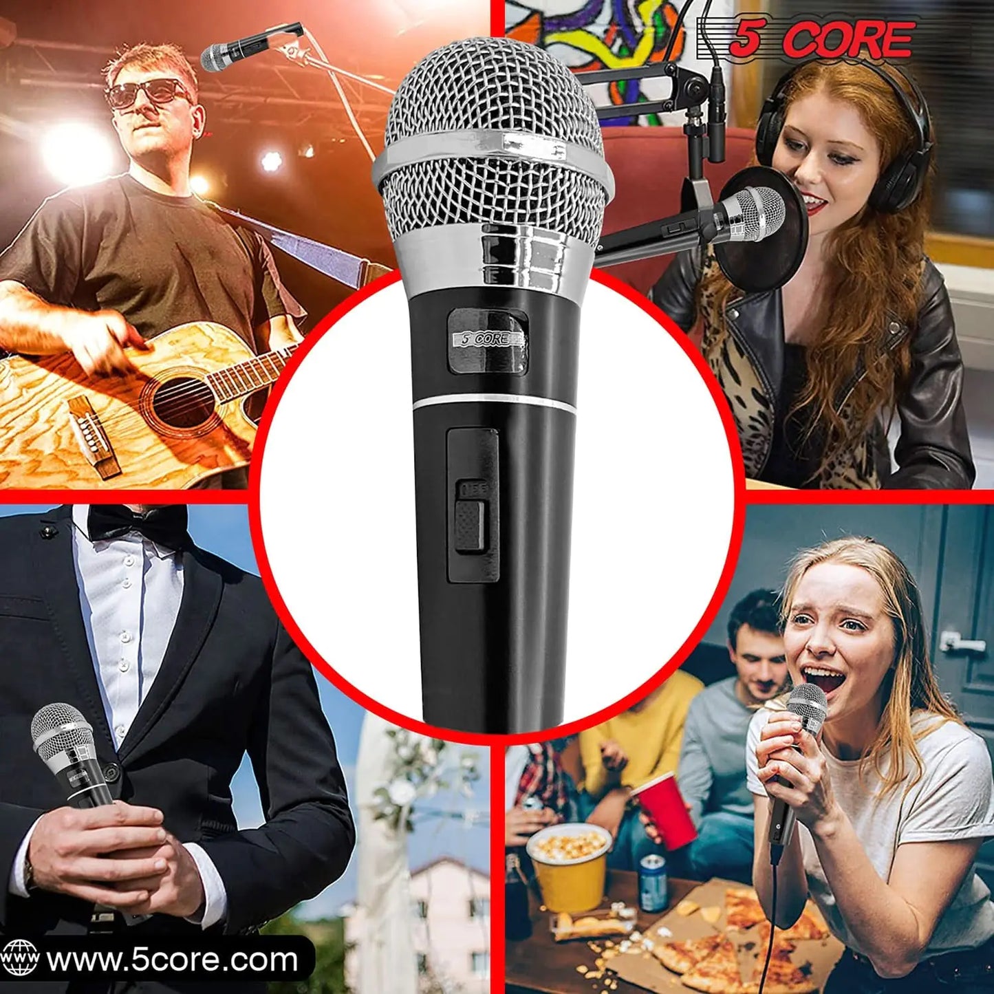 5Core XLR Microphone Dynamic Mic Karaoke Singing Studio Mics Handheld Microfono