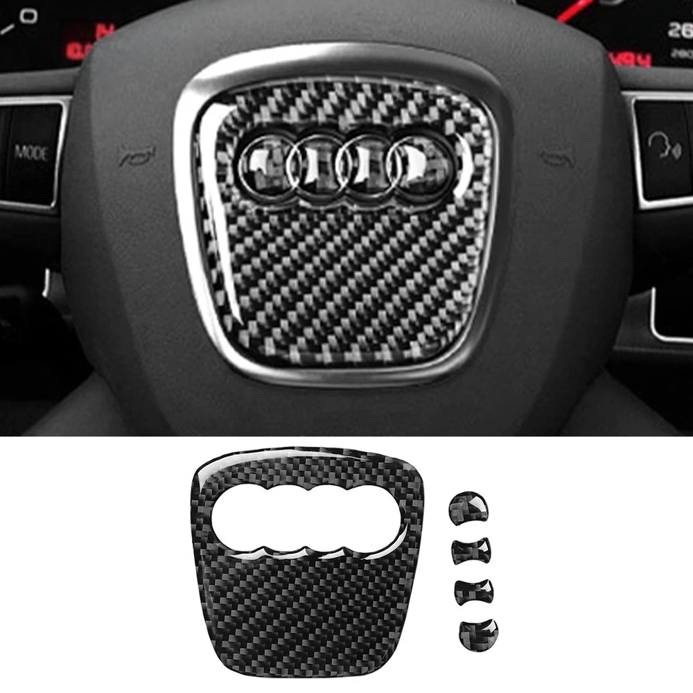 Car Steering Wheel Ring Trim Carbon Fiber Sticker Cover Decoration Auto Accessories For Audi A4 B8 8K A6 C6 4F Q5 8R Q7 4L A3 8V