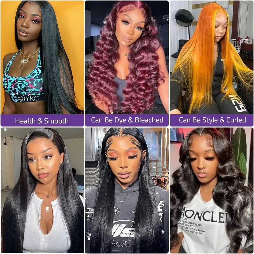 Bone Straight 13x6 HD Lace Closure Front Human Hair Wigs Brazilian Transparent Wigs for Black Women 360 Full Lace Frontal Wig