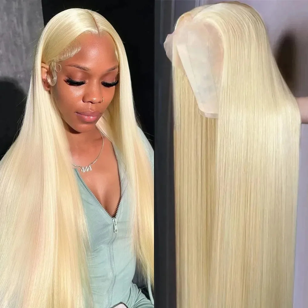 Bone Straight 13x6 HD Lace Frontal Honey Colored Human Hair Wig 613 Blonde Transparent Lace Front Closure Wigs for Women