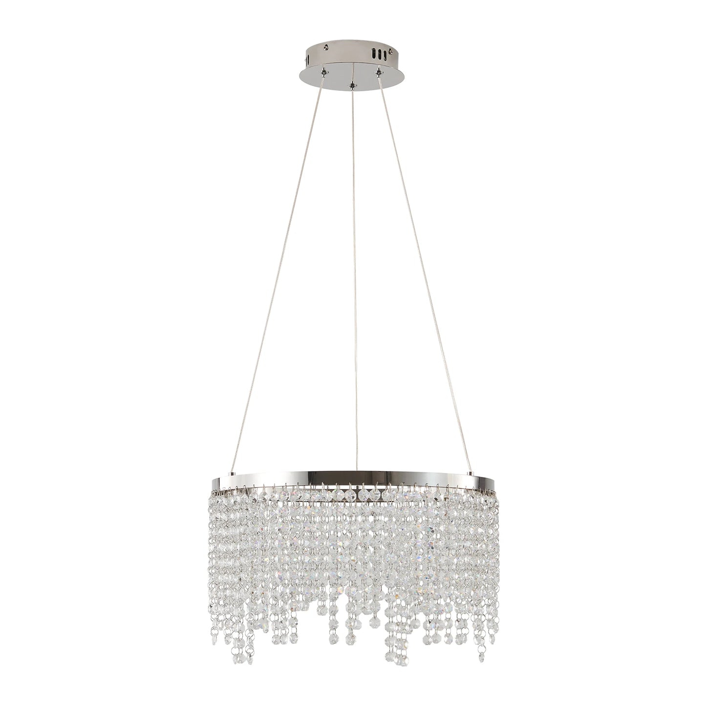 16-inch Luxury Crystal Led Chandelier - Dimmable - Adjustable Height and Color Temperature (3000K-6000K) - Modern Chandelier for Living Room, Dining Room and Bedroom