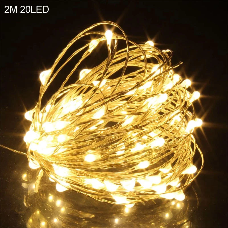 2M 20LED Santa Claus Snowflake LED Light String Christmas Decoration For Home Xmas Tree Ornament 2024 Navidad Kids Gift New Year