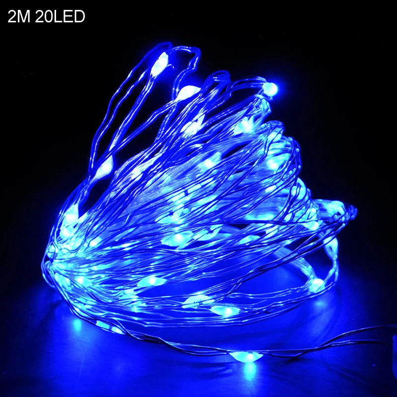 2M 20LED Santa Claus Snowflake LED Light String Christmas Decoration For Home Xmas Tree Ornament 2024 Navidad Kids Gift New Year