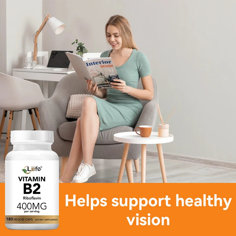 Liife Vitamin B2(Riboflavin) Energy Skin & Cellular Health Supplement Vitamin B-2 400mg 180caps