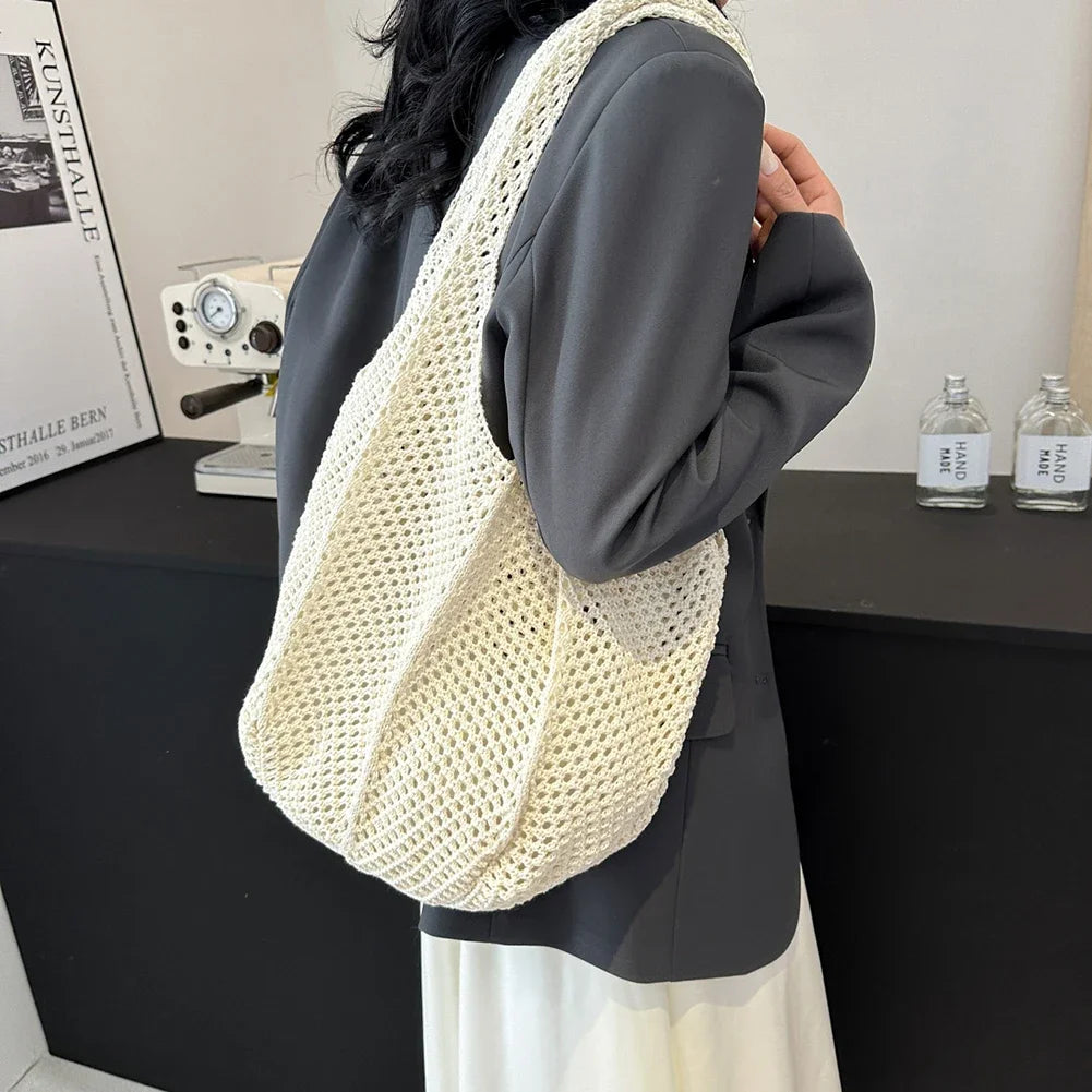 Women's Shoulder Bags Casual Straw Wicker Woven Ladies Handmade Totes Large Capacity Summer Beach Female's Messenger Bag