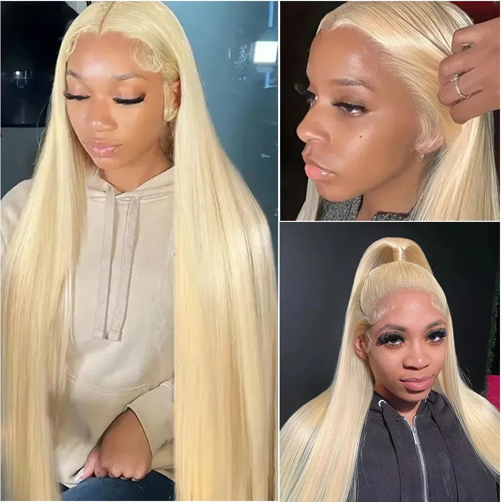 613 13x6 HD Lace Frontal Wig Preplucked Blonde Transparent Lace Front Wigs Bone Straight Honey Colored Human Hair for Women