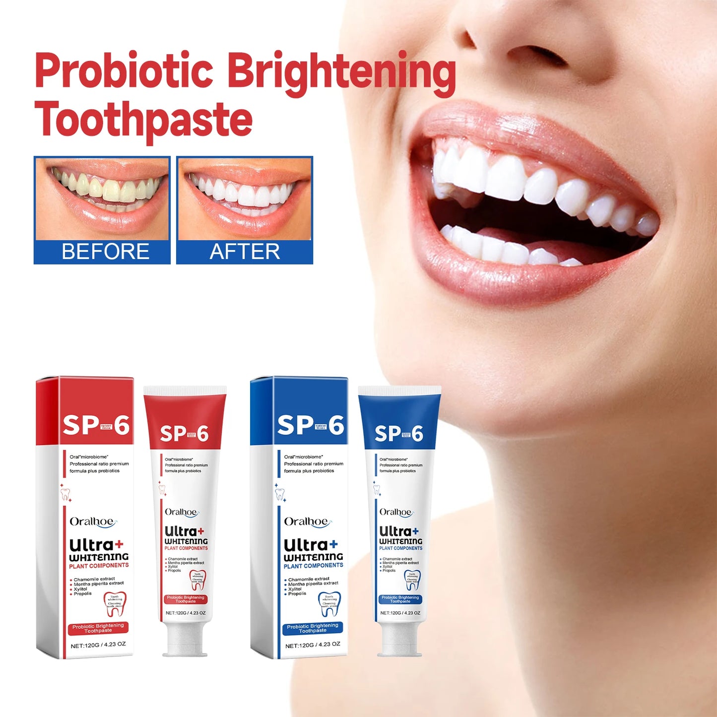 SP-6 Probiotic Brightening Toothpaste Oral Oral Hygiene Cleaning Odor Removal Fresh Breath Staining Removal Whitening Teeth Care